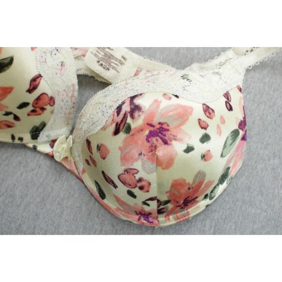 Ambrielle Bra 34C Push Up Padded Underwire Strap Floral Satin Lace - Picture 3 of 10